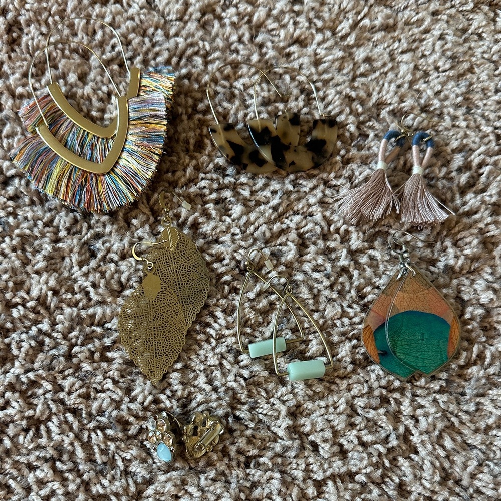 Gold and Multicolor Fringe Earrings